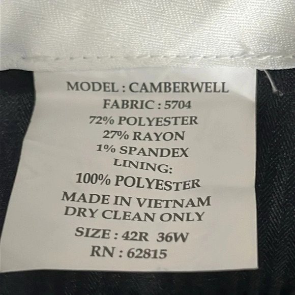 The Savile Row Strand Flat Front Hemmed Suit Pants in Black - NWOT - Size 36W - Picture 5 of 6